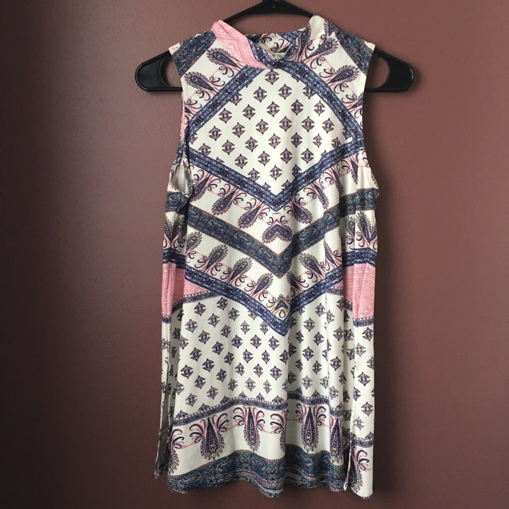 Pink Rose mock neck tank top